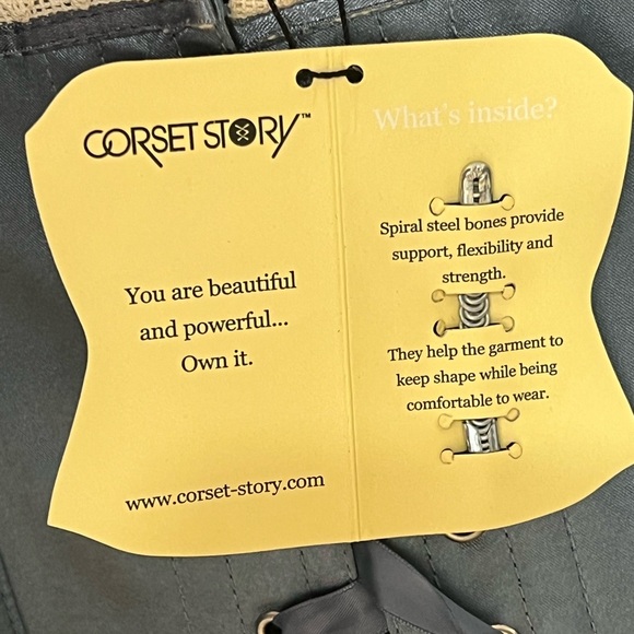 CORSET STORY ANTIQUE DUSKY BLUE SATIN OVERBUST CORSET US SIZE 20 2X - Picture 11 of 16